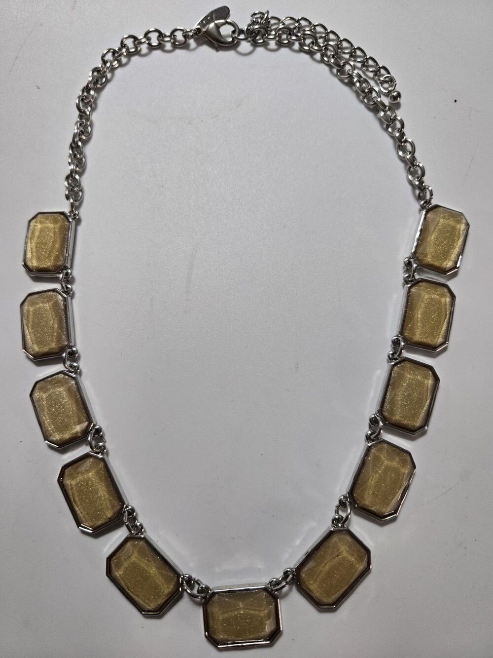 Vintage NY & Co Necklace Yellow Gold Shimmery  Cabonchon Silver Toned